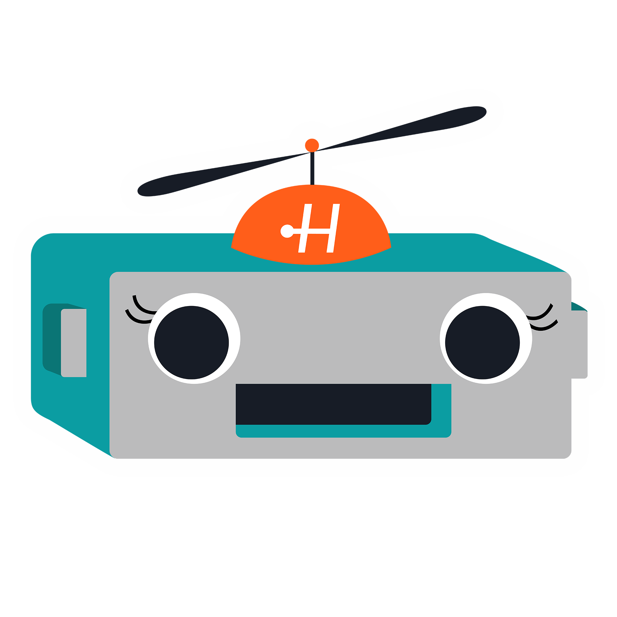 The Helperbot logo - a robot with a propeller hat